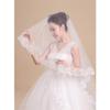 Korean Style Bridal Lace Edge Veil - Single Layer, 1.35×1.1m, Women's Wedding Dress Accessory