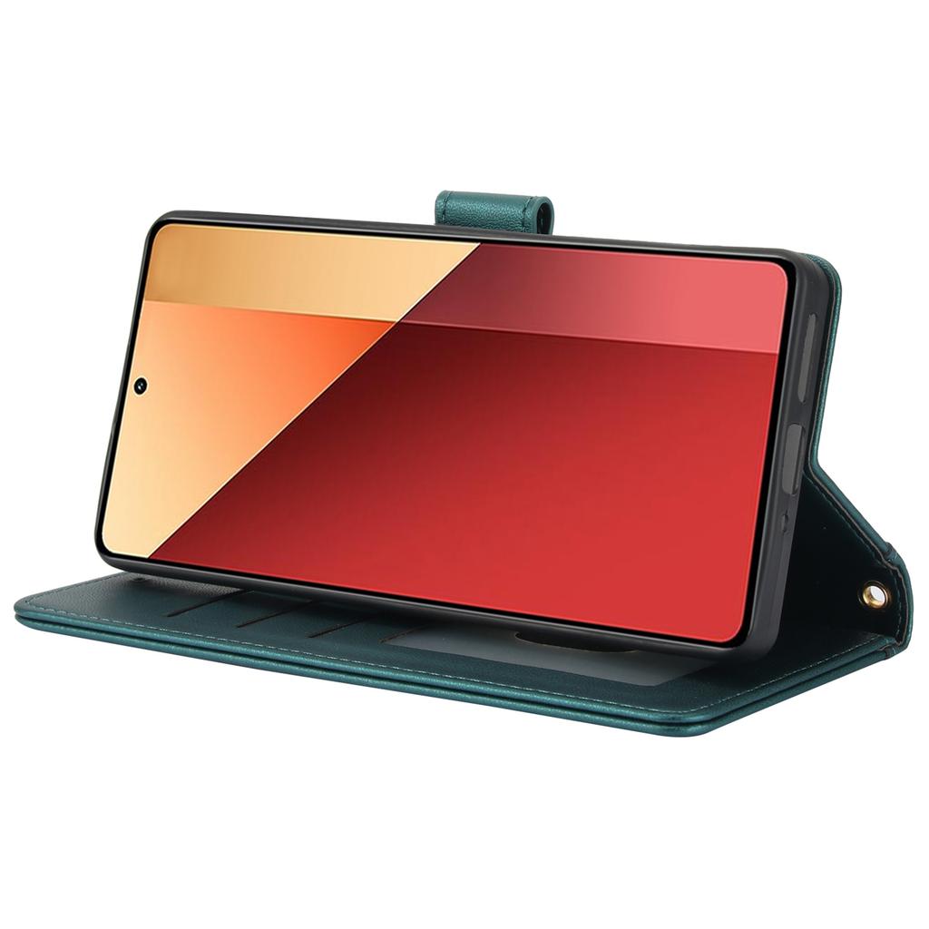 SY-003 For Xiaomi Redmi Note 13 Pro+ 5G Case PU Leather Stand View Phone Wallet Cover with Hand Strap