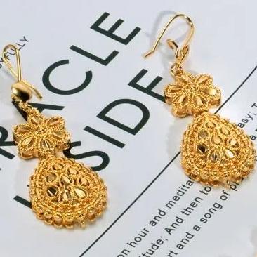 Gifts Gold Color Necklace Earring Set Plated African Bridal Jewelry Sets Dubai Jewelry Sets  Women