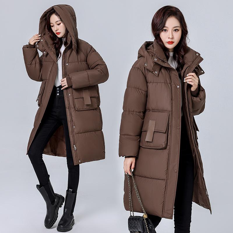 Cotton Jacket Women's Mid-Length 2025 New Winter Korean Version Loose Thickened Cotton Jacket Over the Knee Bread Jacket Korean Jacket