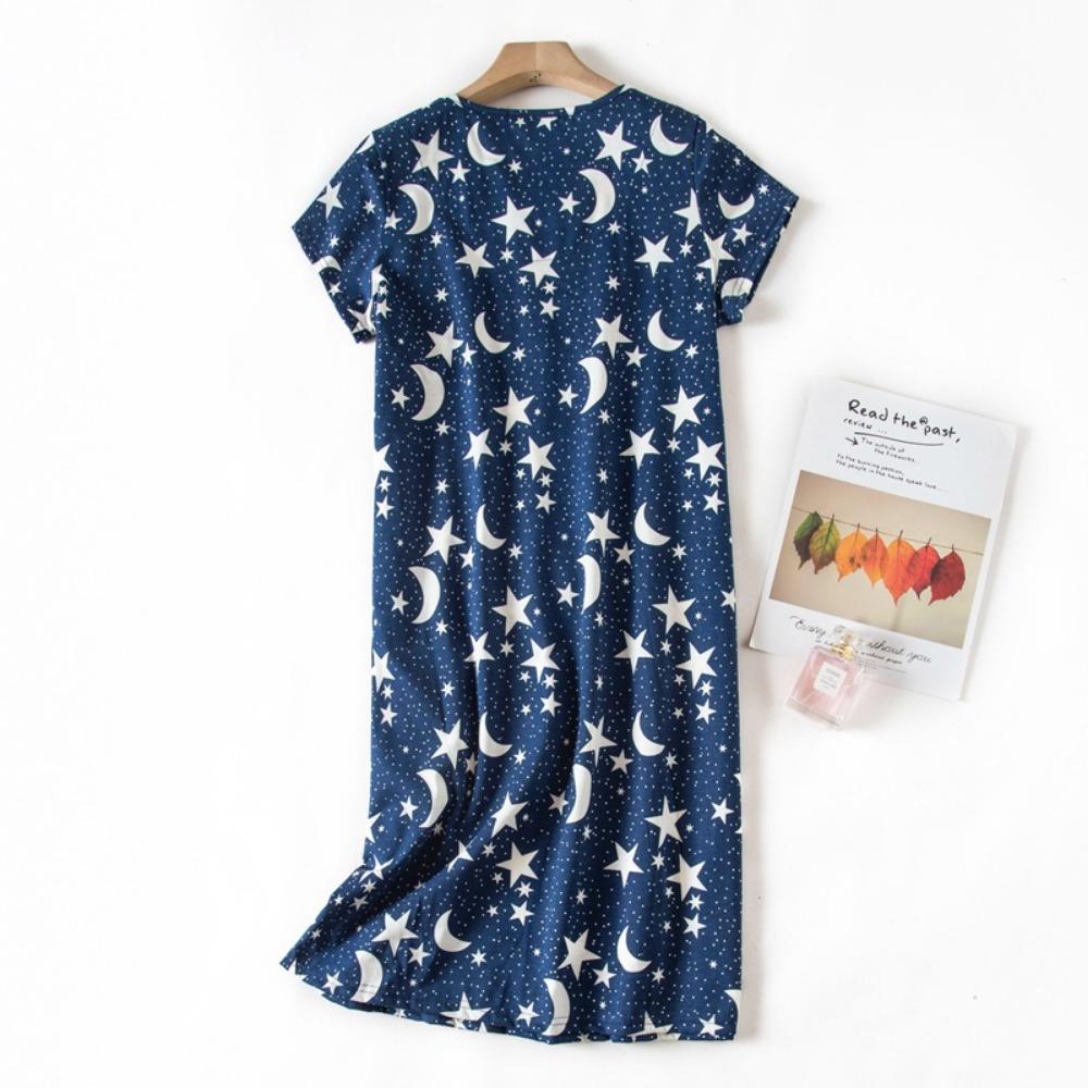 Fashion Casual Women Dress Short Sleeve Sleepwear Dresses Loose Fit Nightwear Home Clothes Nightie Loungewear Dresses