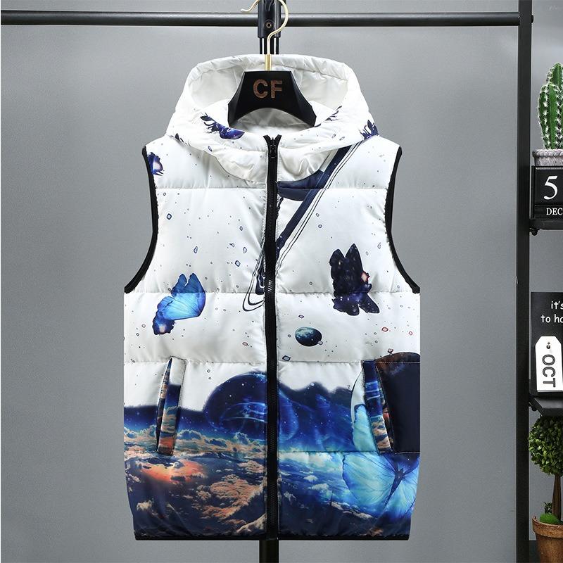 

Autumn and winter new trend double-sided wear men s vest thickened sleeveless vest thermal vest student jacket S білий