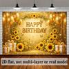 2D Sonnenblume Gold Geburtstag Fotografie Hintergrund mit Ballons & Geschenken