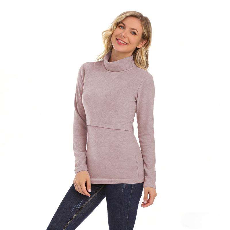 2025 Winter Maternity High-Neck Warm Base Layer Top - Trendy, Elastic & Nursing-Friendly