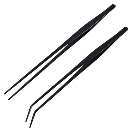 

YJRUNFU Long Tweezers, Set of 2, 27cm Stainless Steel Tweezers for Reptiles, Aquatic Plants, and Aquarium Cleaning, Straight & Curved, Practical, Mult
