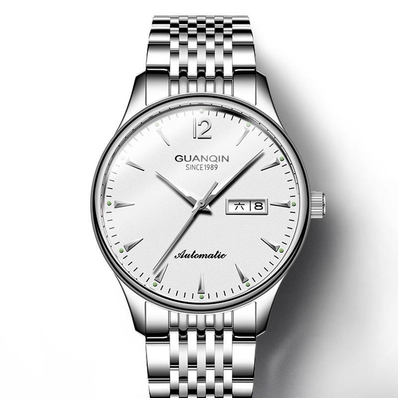 

Швейцарские мужские автоматические часы-скелетон, двойной календарь, стальной браслет