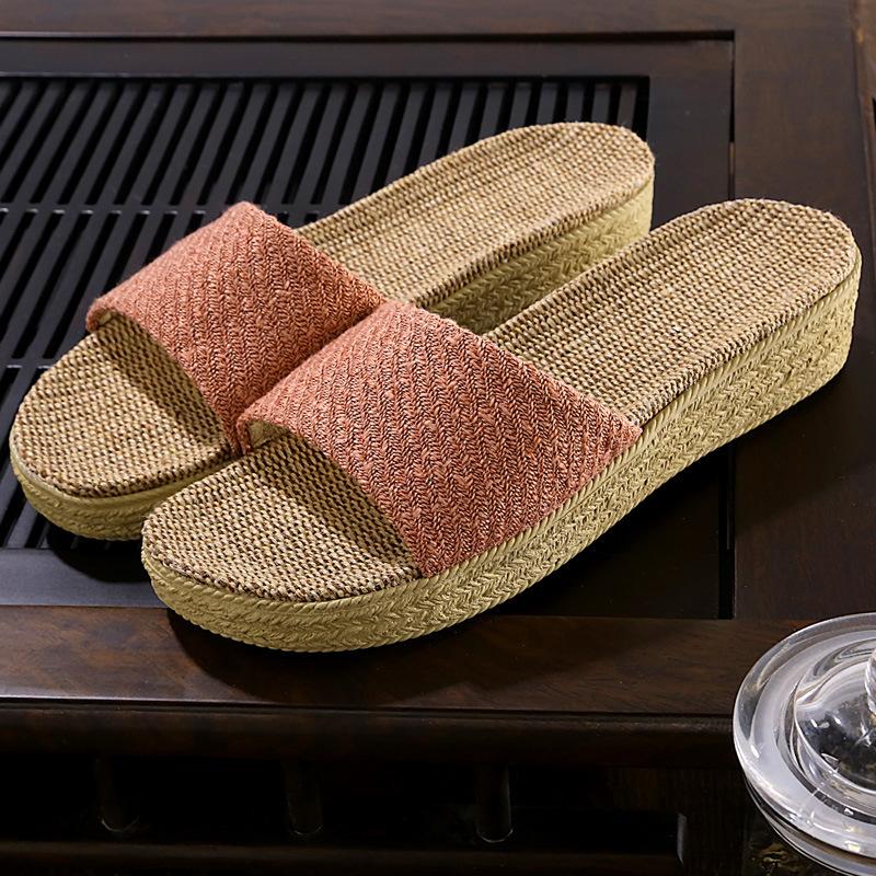 High-heeled new home slippers, home indoor non-slip rubber heightening slippers, women's slippers are wear-resistant