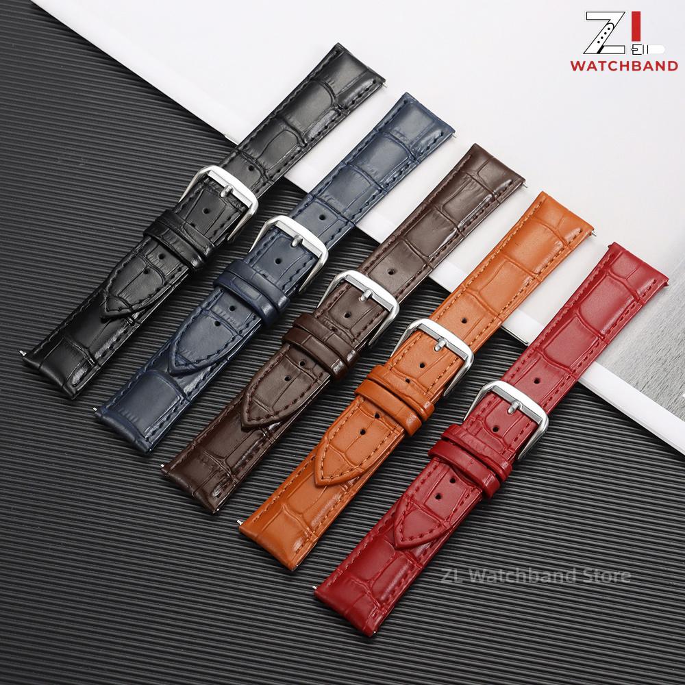 Leather Watch Strap 12/14/15/16/17/18/19/20/21/22/23/24mm Universal Replacement Watch Band Bamboo Pattern Quick Release Bracelet