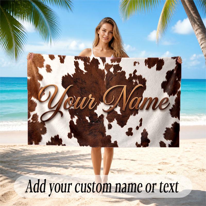 Animals Theme Soft Beach Towel Personalized Custom Name Text Towel Portable for Beach Pool Travel