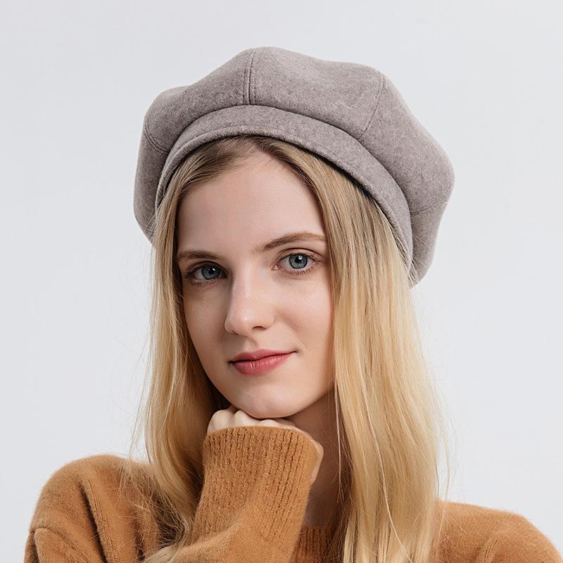 Zimní móda Baret Čepice Pro ženy Teplé Bucket Klobouky Jednobarevné Elegantní Vlněná Čepice Dámská Podzimní Venkovní Panama Čepice Newsboy Čepice