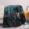 1PC Moonlit Canine Pack Print Flannel Blanket, High quality Comfortable for All Seasons, Home Decor, Warmth and Comfort
