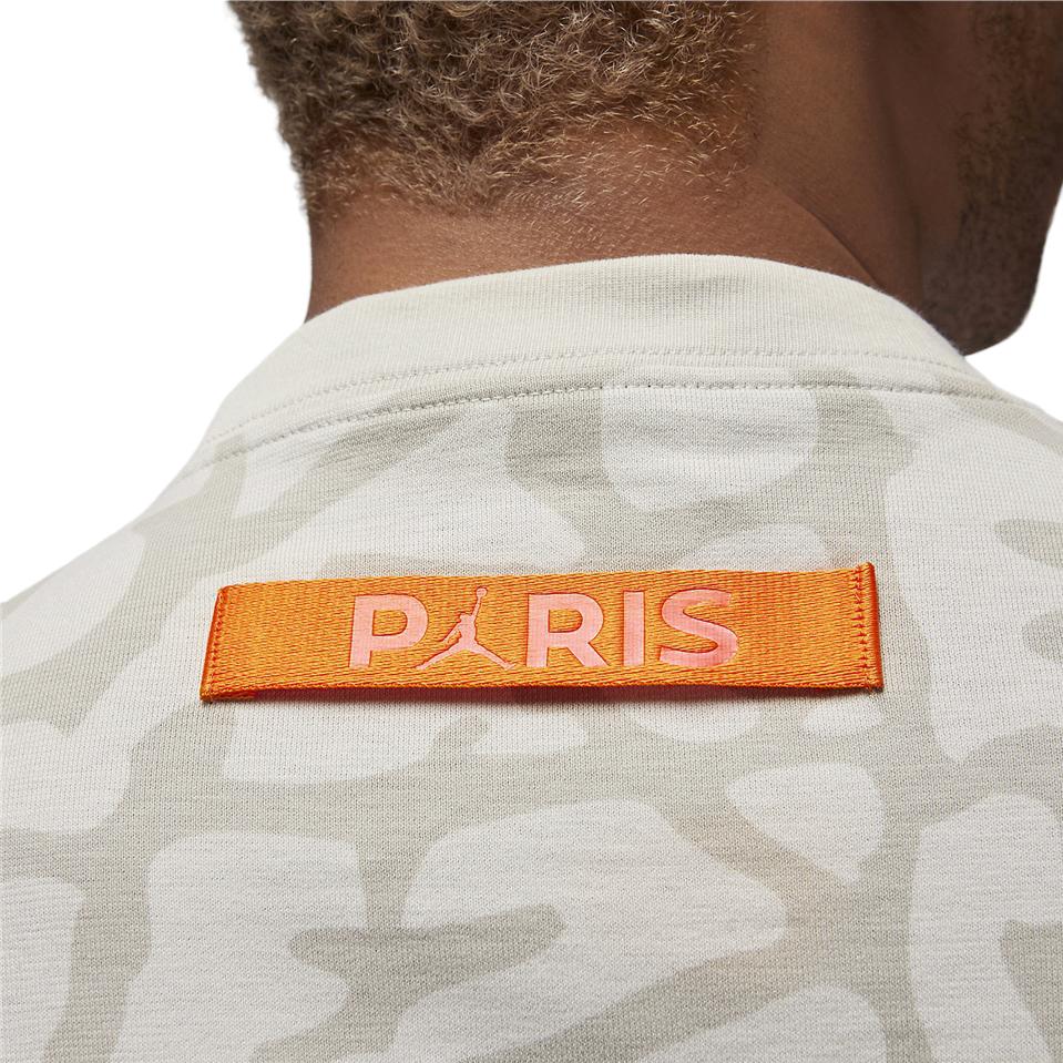 Jordan X PSG SS24 Allover-Print Lässiges Atmungsaktives Rundhals Kurzarm Oversize T-Shirt Herren Oberteile Hellgrau DZ2912-072