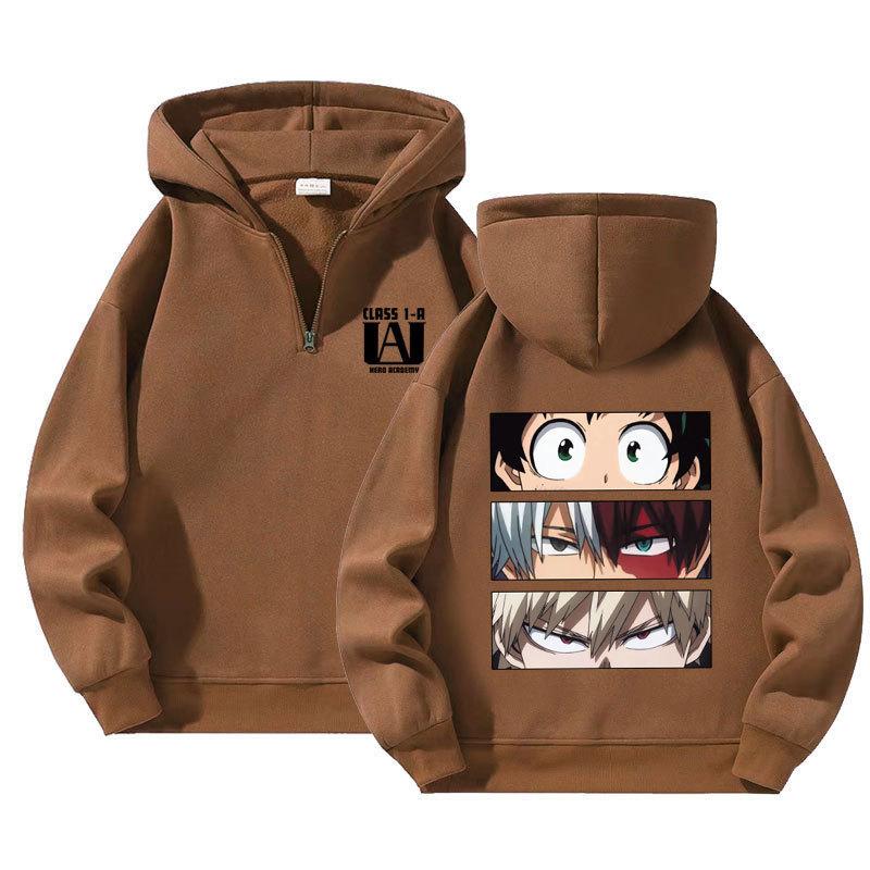 Japanese Anime My Hero Academia Hoodies Kawaii Harajuku Manga Graphic Zipper Coats Printed Streetwear Sweatshirts Unisex Pullovers Tops