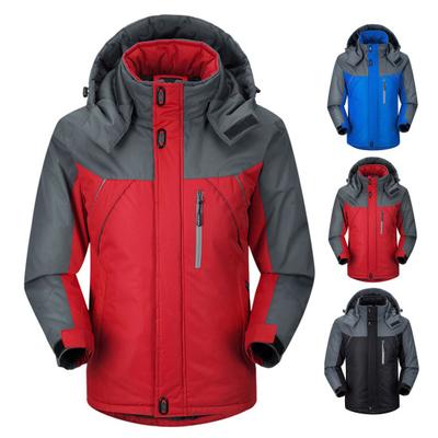 Winter Outdoor Coat Stand Collar Neck Protection Hooded Long Sleeve Thick Padded Cold-proof Zipper Closure Windproof Plus Size Men Winter Jacket