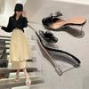2024 Summer Fashion High-heeled Slippers Female Transparent Belt Bow Slope Heels Wear Fairy Wind Cool Slippers