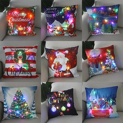 Christmas Decoration 2023 LED Pillowcase 45cm Pillow Cushion Cover with Lights New Year Decor  Decorations for Home