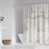 1 Modern Floral Shower Curtain - Polyester Bathroom Decor, White Flowers and Beige Background, Machine Washable, Modern Decor