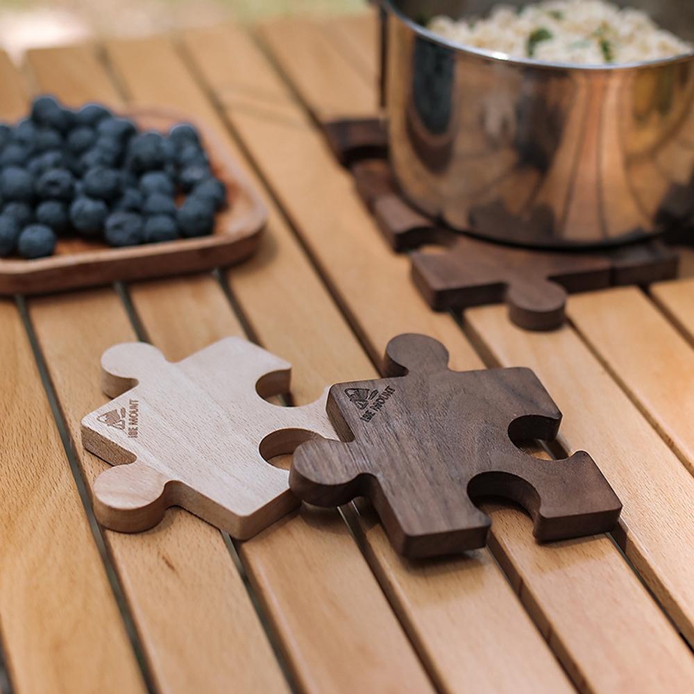 Outdoor Camping Dřevěná podložka Buk Ořech Tepelná izolace Hrníček Podložka Jigsaw Tvar Šálek Pad Dřevo Čaj