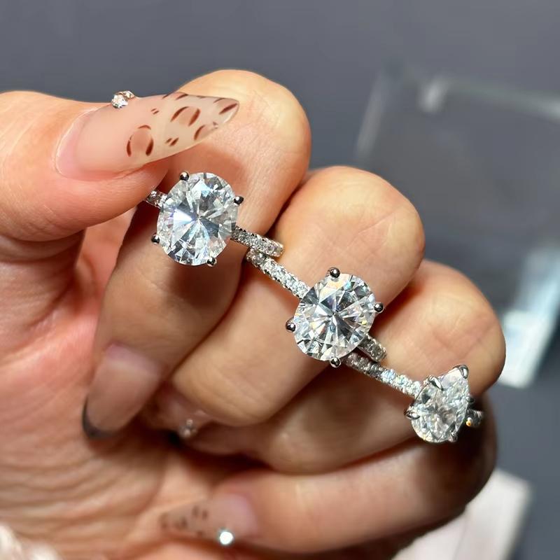 Marstone 1-3CT Oval Moissanite Diamond D VVS1 Oval Women's Ring 925 Sliver 18k White Gold Engagement Rings Top Quialty Rings for Women