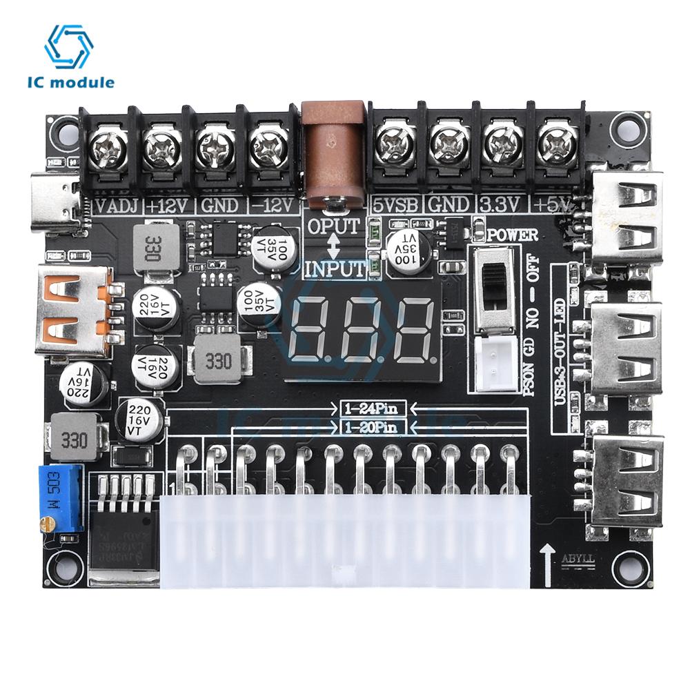 20/24 Pin Atx Power Adapter Board Power Module Adapter Adjustable Voltage With Red Digital Display Support For PD2.0/PD3.0