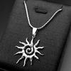 Spiral Sun Pendant Necklace For Women Men Stainless Steel Silver Color Daily Wear Boho Vintage Chic Neck Chain Gift Jewelry
