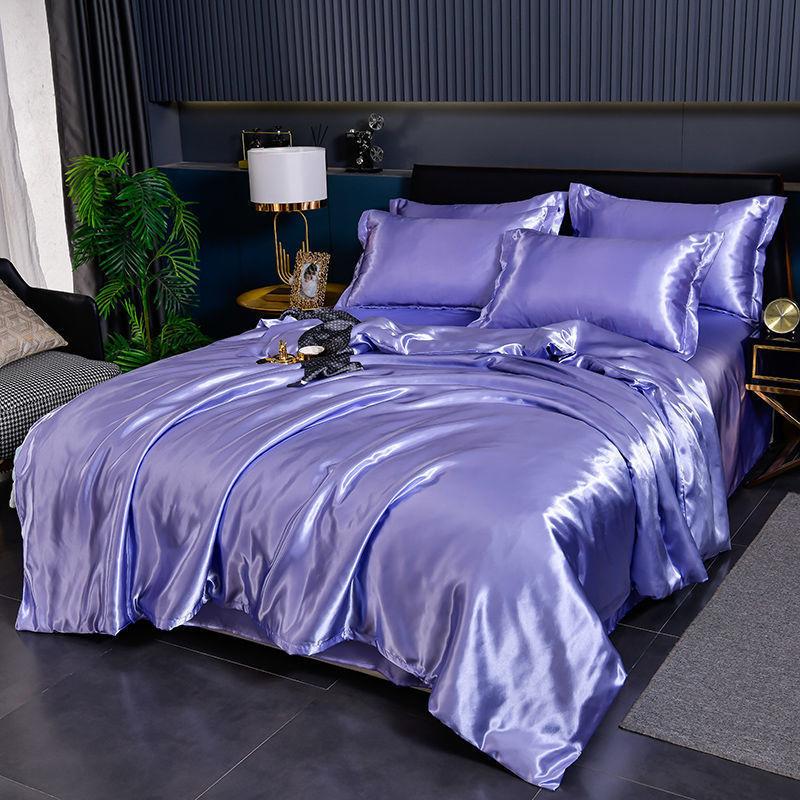 

Літній комплект підодіяльників Двосторонній ковдровий ковдр Ice Silk Ins Постільна білизна Soft Silk Smooth Single Person Dormitory Розкішний комплект постільної білизни 200x230cm 4pcs