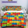3pcs set Building block jigsaw puzzle 1 Quilt Cover + 2 Pillowcases, All Seasons Bedroom Setting, Perfect for Home and Dorm Decor a186
