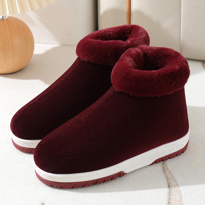 Женские зимние тапочки из хлопка на толстой подошве с каблуком-мешком — фото 5