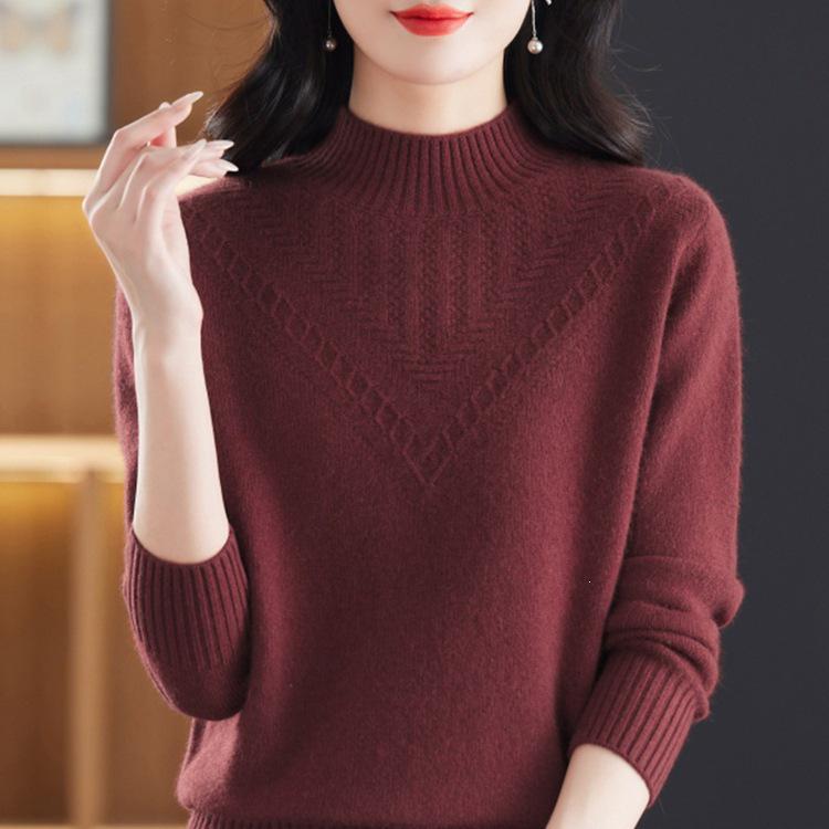 Women's 2025 Autumn/Winter Soft Knit Half-High Collar Pullover Sweater, Loose Fit and Warm.