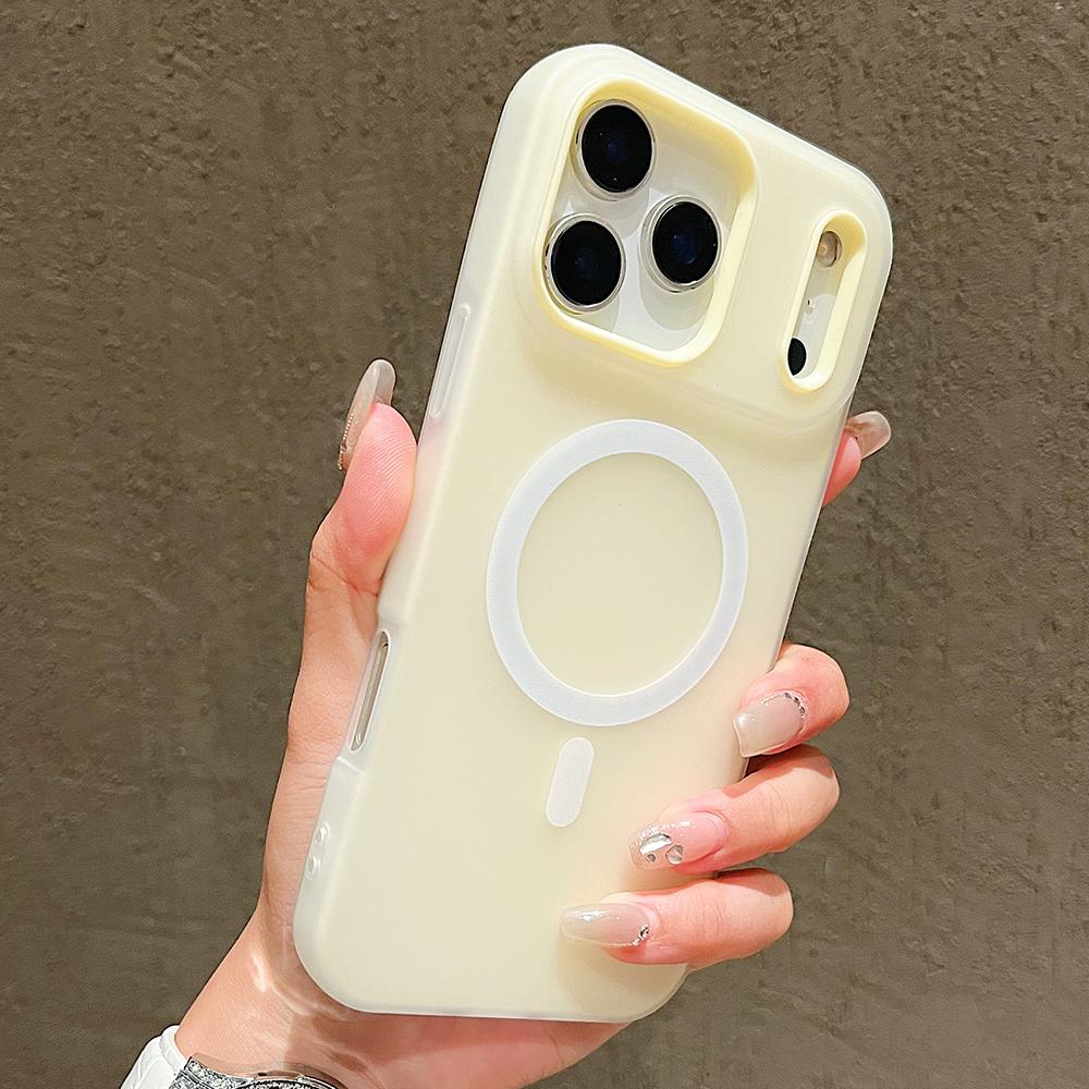 

Роскошный матовый чехол для телефона Candy Magsafe с беспроводной зарядкой для iPhone 17 Pro Max 17 Pro 17 Air 17 Магнитный защитный бампер Чехол iPhone17 Pro Max светло-желтого