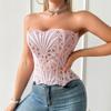 Hollow Flower Underwear for Women Slim Fit Lace-up Corset Sweet Crop Tube Top  Beach