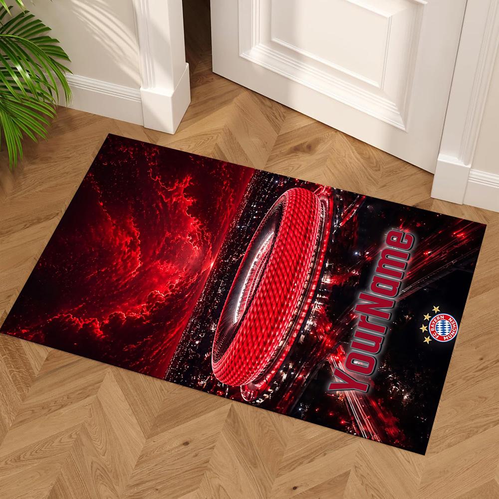 Bayern Munich Customize Text Area Rug Design for Kitchen Dormitory Bedrooms Outdoor Anti-slip Rug Decorate Offices