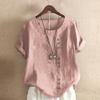 Women's Cotton Linen Casual Loose Fit Pure Cotton T-Shirt