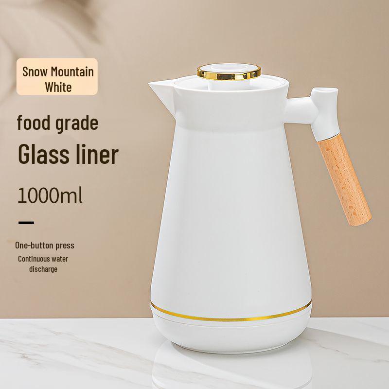 

Solid Wood Handle Glass Coffee Pot & Thermos - Large Capacity Travel Kettle