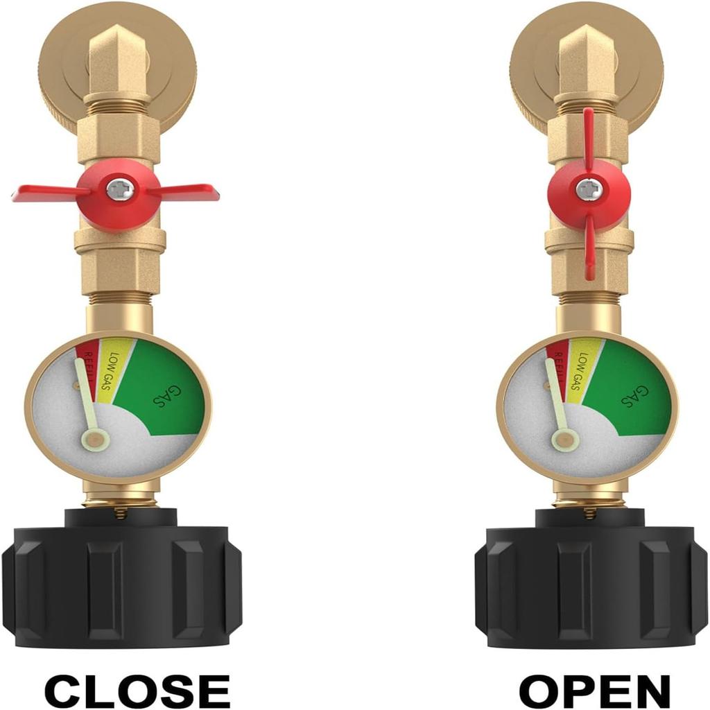 Quick Connecting Propanes Adapter Metal Conversion Fitting with Gauge for Portable Grills Accessories Metal Texture