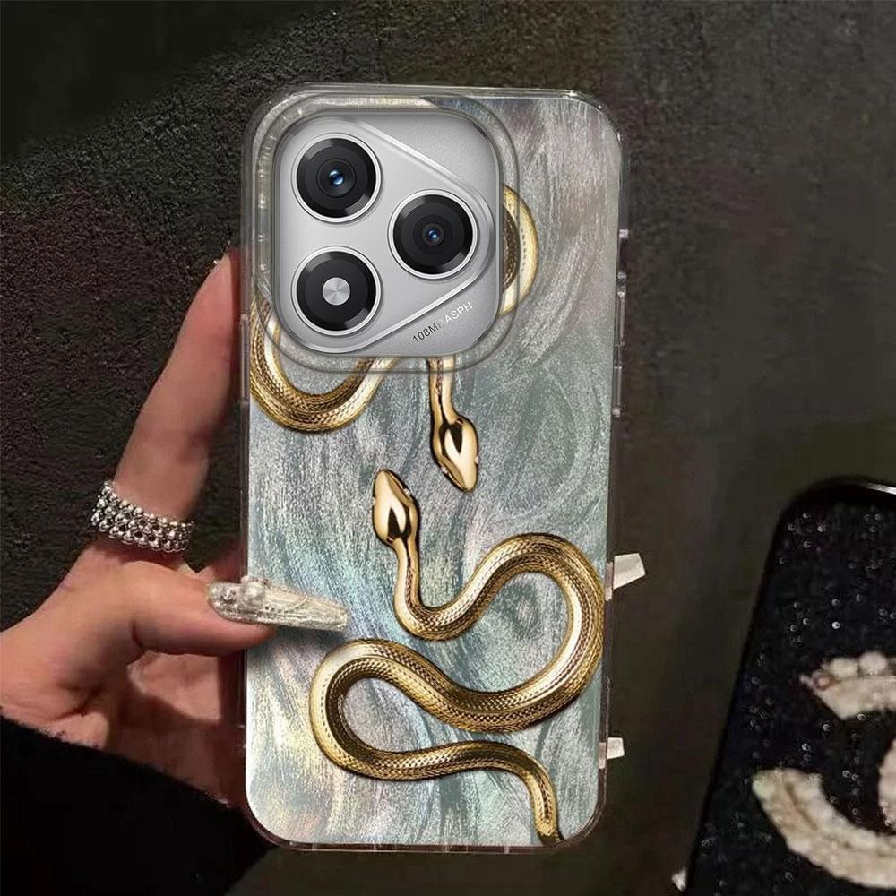 Gold Snake Print Feather Texture Phone Case for Honor 400 200 Smart Pro Magic7 6 5 Lite X9a X9c X8b X8a X8c X7c Shell Back Cover