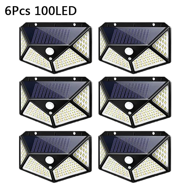 4/6/8PCS 100 LED Wall Lights Outdoor Waterproof Solar Lamp PIR Motion Sensor Solar Powered Street Light for Garden Decoration