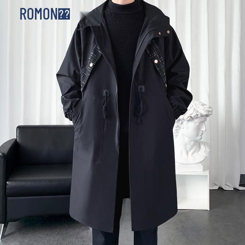 

ROMON Мужская двухцветная повседневная парка-тренч средней длины XL