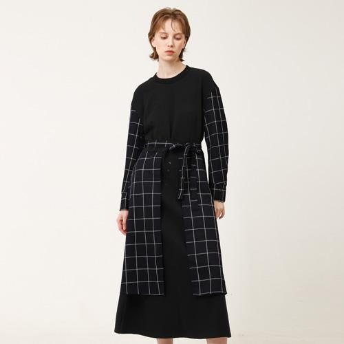Bunderghost Navy Overskirt Color-Block Long Dress