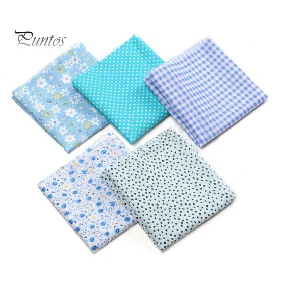 

5 шт. 50x50 см цветочный точечный принт хлопчатобумажная ткань для лоскутного шитья DIY ткань для шитья синий