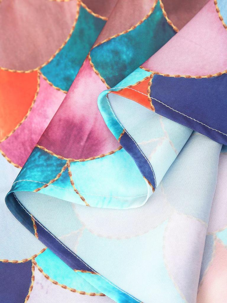 2025 Spring Women's European-American Style Satin Print Halter Dress