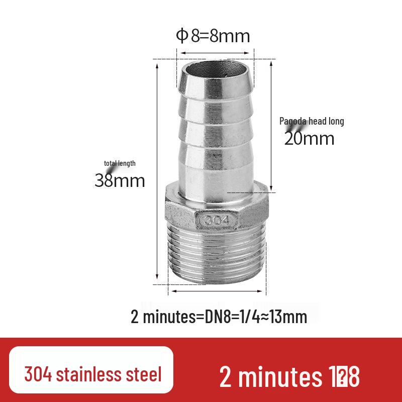 304 Stainless Steel Hex Male Thread Pagoda Fitting for Water/Air Hose