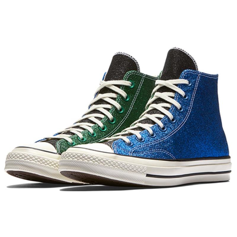 JW Anderson X Converse 1970s Comfortable and Versatile High-Top Canvas Shoes Unisex Blue Green