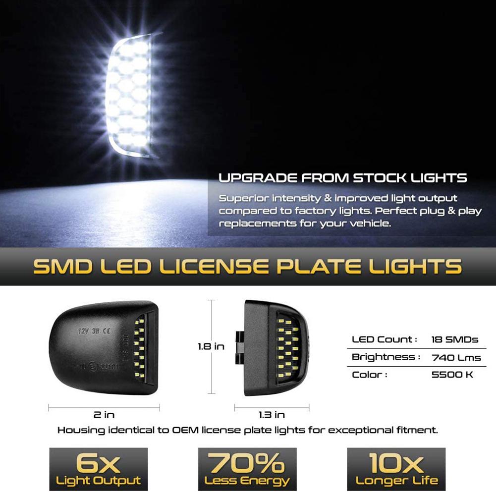 2pcs LED License Plate Light Tag-Lamp Assembly Replacement,Superior Brightness Clarity LED License Plate Lights