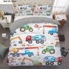 Kinder-Bettwäsche-Sets Bagger Traktor Bettdecke Bettbezug Cartoon Auto Jungen Bettbezug mit Kissenbezügen Queen Size Dekor Home