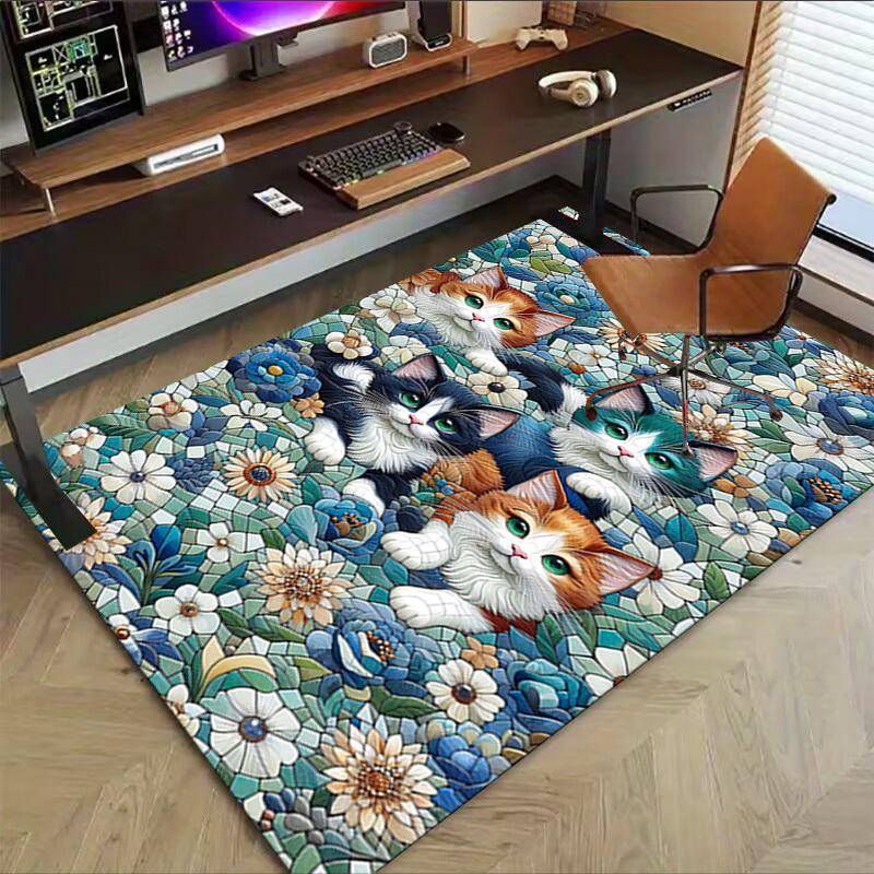 1PC cats mosaic Extra Large Non Slip Floor carpet, Office, family, bedroom, Studio Large Area Rug Indoor Rugs, Vibrant Colors