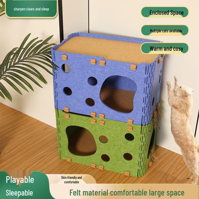 Spacious Breathable Felt Cat Bed for Large Cats
