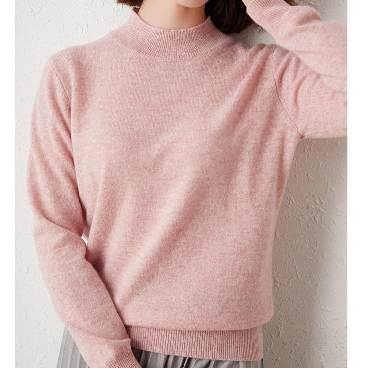2024 Autumn/Winter Loose Plus Size Women's Knit Sweater with Half-High Collar