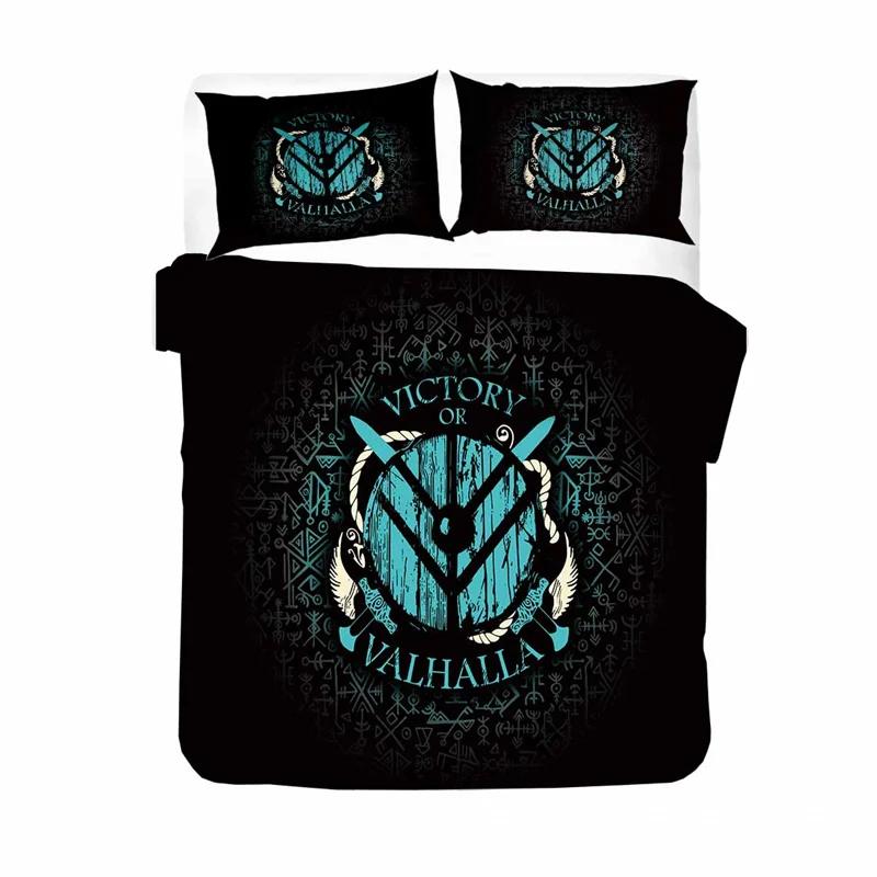 Viking Soft Duvet Cover Set, Scplusinavian Folklore Motifs Northern Germanic Culture Mjolnir,2/3pcs Beding Set King-Sized Dimensionsd Dimensions