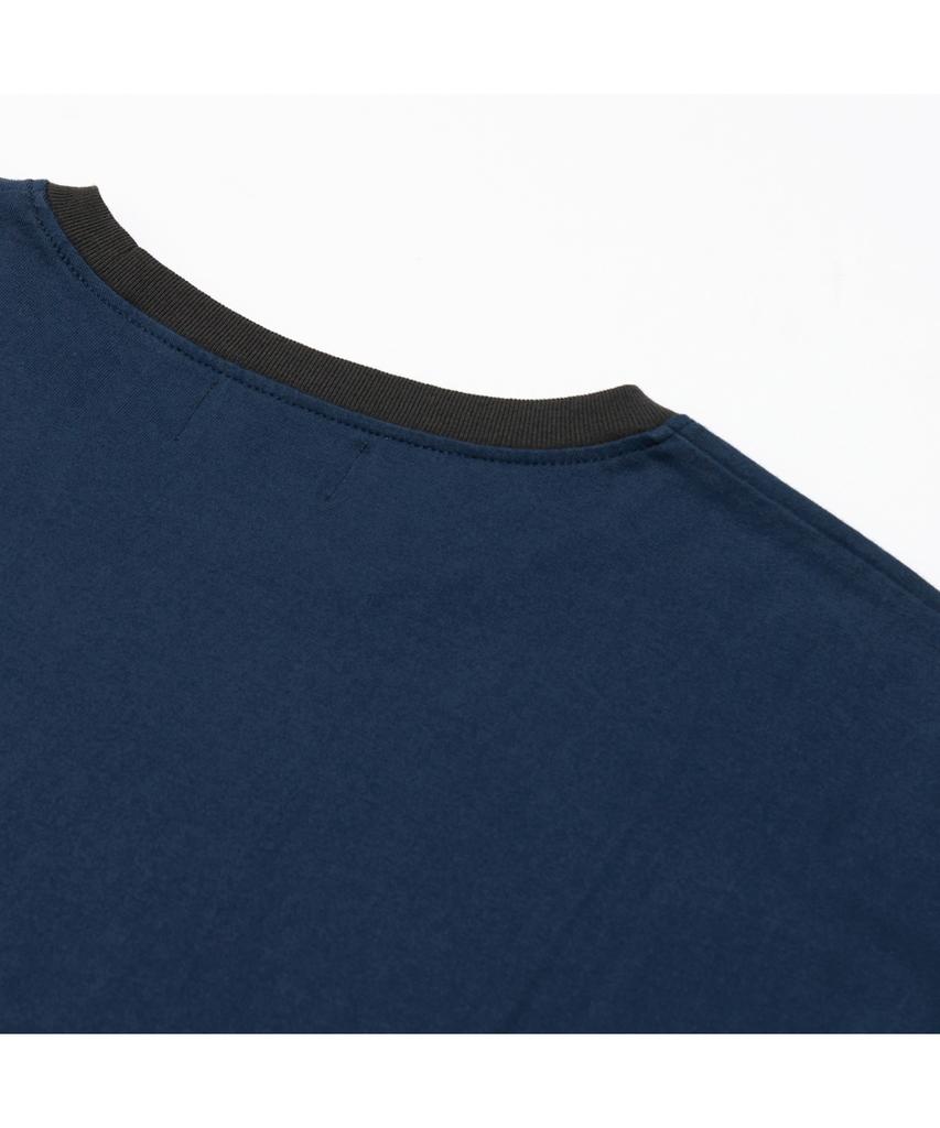 Dyutelo Neck Color Box Short Sleeve T-Shirt Navy